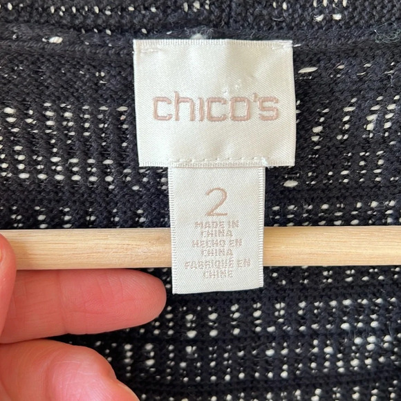 Chico’s Tweed Knit Long Line Contemporary Sweater Vest. Black White sz L - Picture 3 of 6